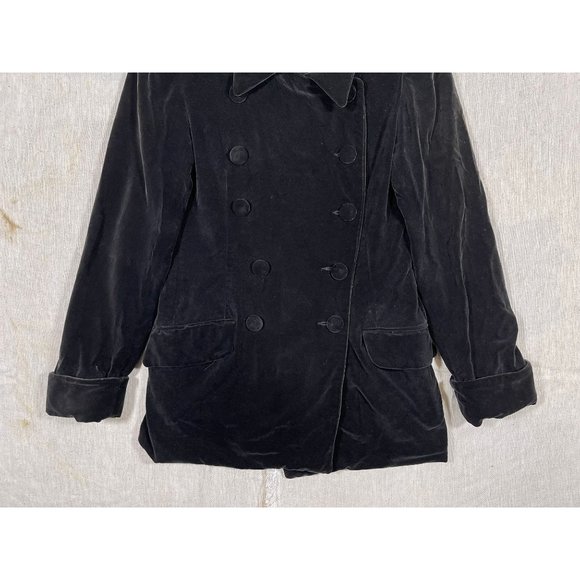Vintage 70s 80s Necessary Objects Black Velvet Double Breasted Coat - Picture 4 of 7